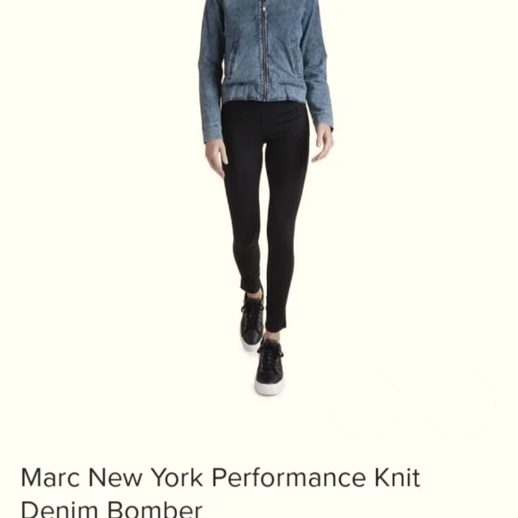 Andrew Marc New York Performance Denim Bomber Blue Wash